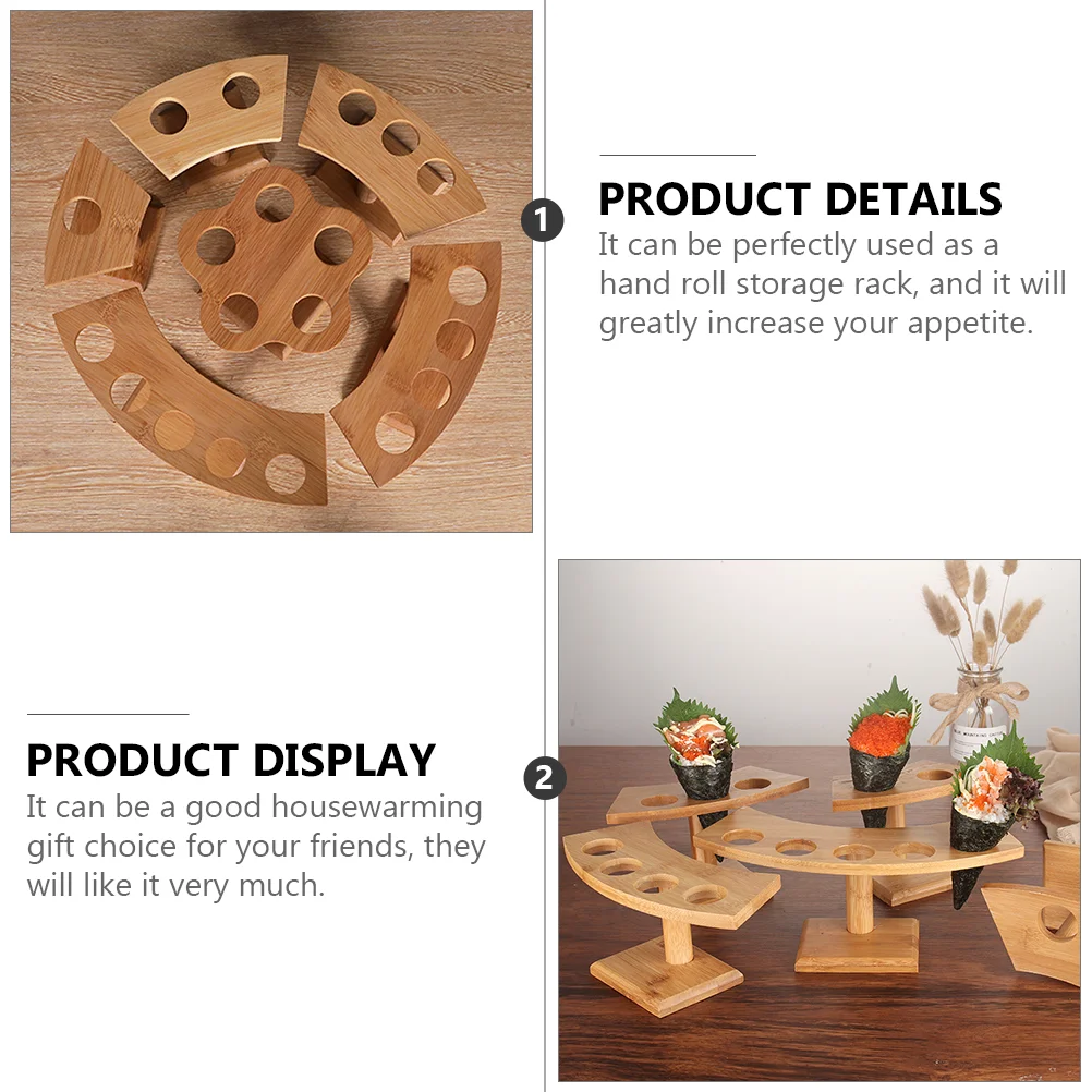 Display Stand Bracket Japanese Scroll Holder Ice Creams Waffle Bamboo Restaurant Food Storage 6