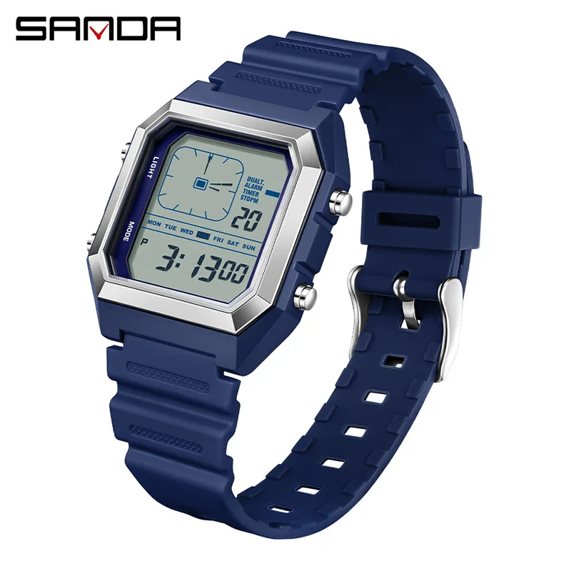 SANDA 6307 Waterproof Square Analog-Digital Watch with Night Light and Countdown Timer