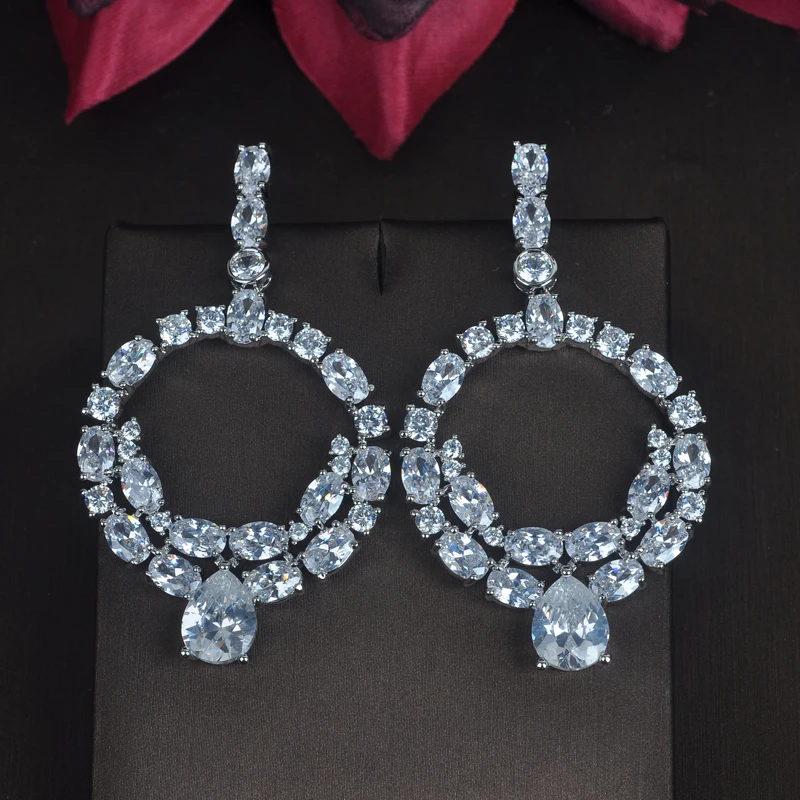 

Fashion Beautiful Dubai Jewelry Blue Cubic Zirocnia Drop Dangle Earrings For Women Fashion Earring Boucle d'oreille E-696