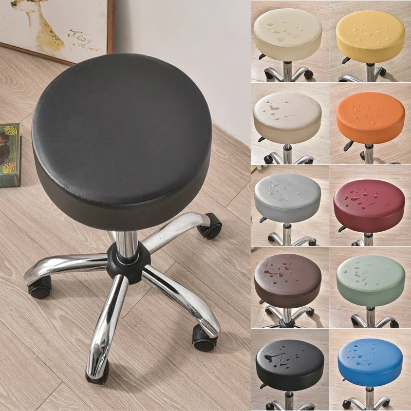 

Bar Stool Cover Waterproof PU Leather Round Chair Covers Removable Stools Slipcovers Barstool funda Chair Seat Cushion Cover