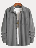 جاكيت قميص مخملي عصري للرجال 1 Men's Trendy Corduroy Shirt Jacket Spring Autumn Vintage Hong Kong Style Fashion Outerwear for Gentlemen 2