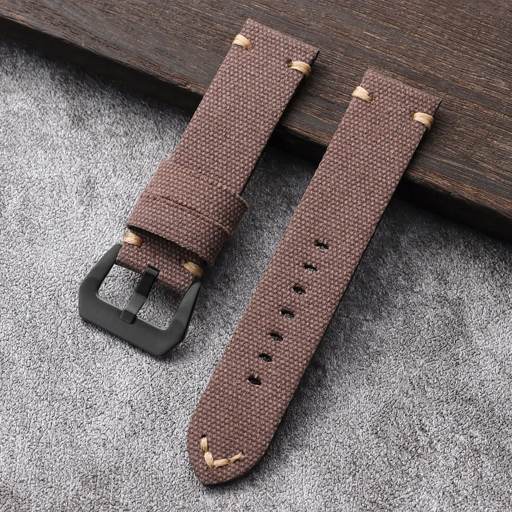 Universal Nylon Leather Denim Canvas Sport Watch Band - Business & Military Style Woven Wristband