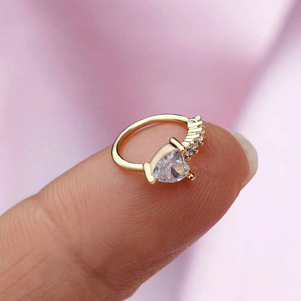 18G 1 Stück Piercing Nasenring Ohr Nasenreifen Herz Stern Cz Helix Knorpel Tragus Ohrringe Nasenloch Körperschmuck