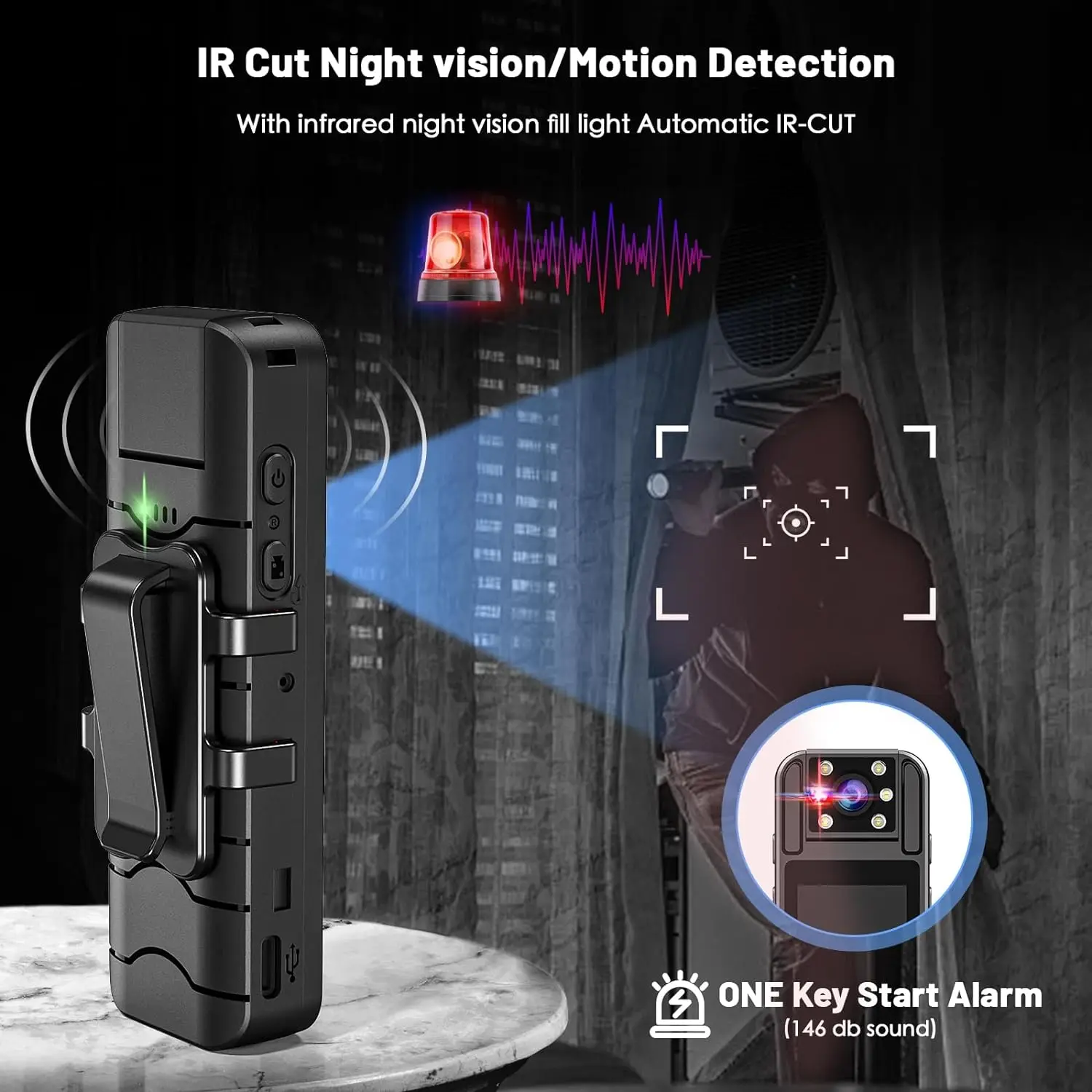 【Upgraded】1.4&rdquo; Screen Body Camera Pro with Audio and Auto Video Night Vision 1080P FHD Mini Police Wearable Body Worn Cam Portab