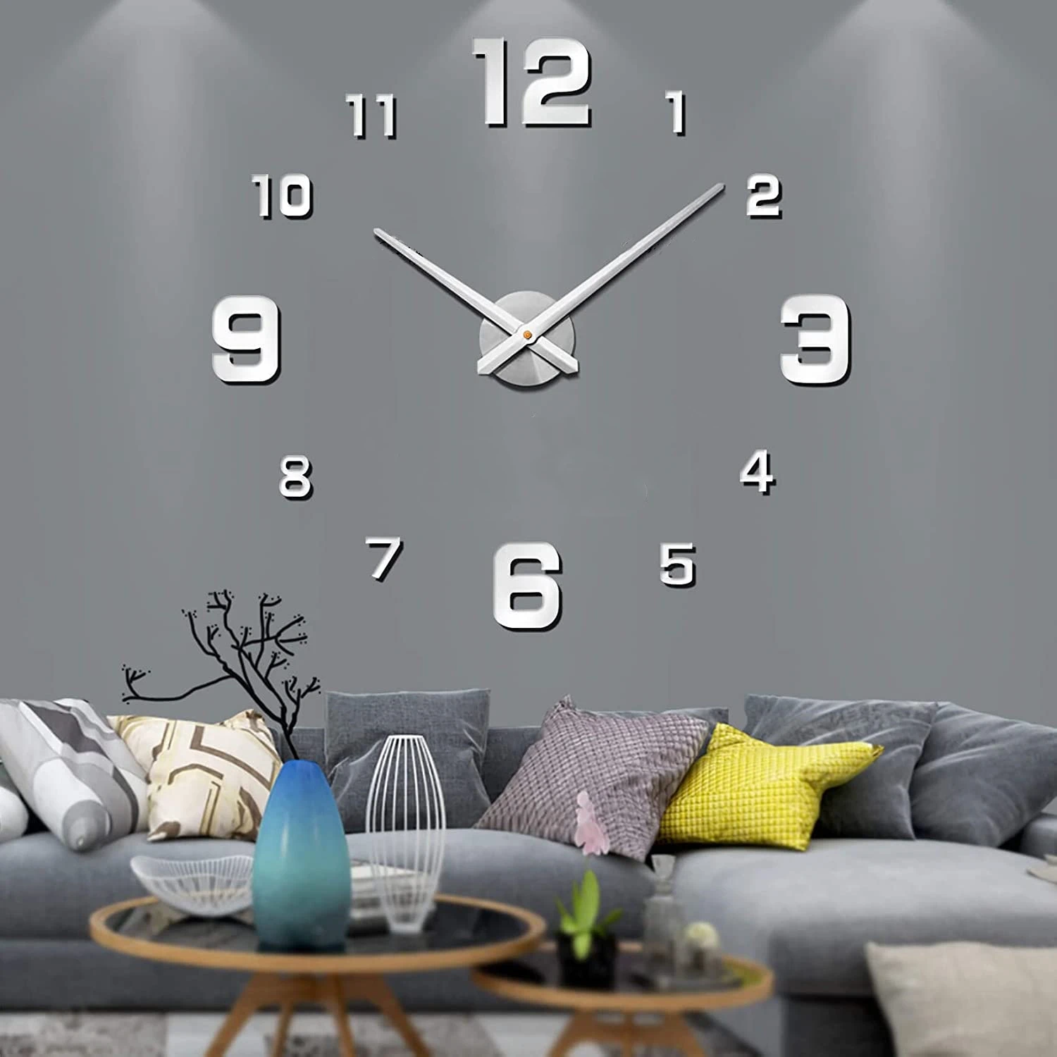 ModernFramelessDIYWallClock130cm51Large3DWallWatchMirror