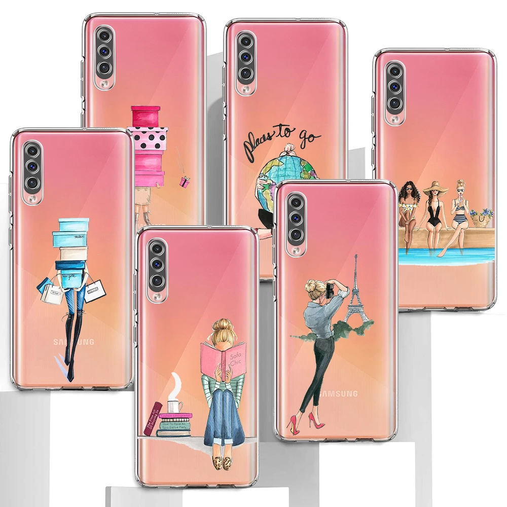 heilig Verstikkend supermarkt Transparent Phone Case for Samsung Galaxy A50 A70 A20s A20e A30 A20 A10 A40  A53 A91 A23 A33 5G TPU Cover Pretty Girl Lady Travel| | - AliExpress