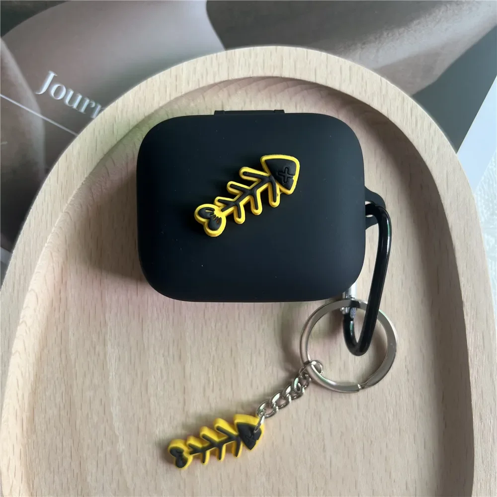 Cartoon Cat Silicone Headphone Case with Keyring