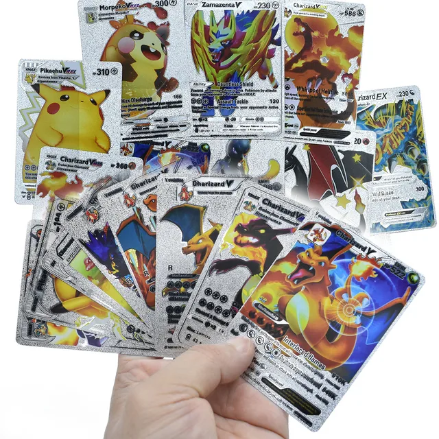 2022 New Pokemon Cards Metal Gold Vmax GX Energy Card Charizard Pikachu Rare Collection Battle Trainer Card Child Toys Gift 4