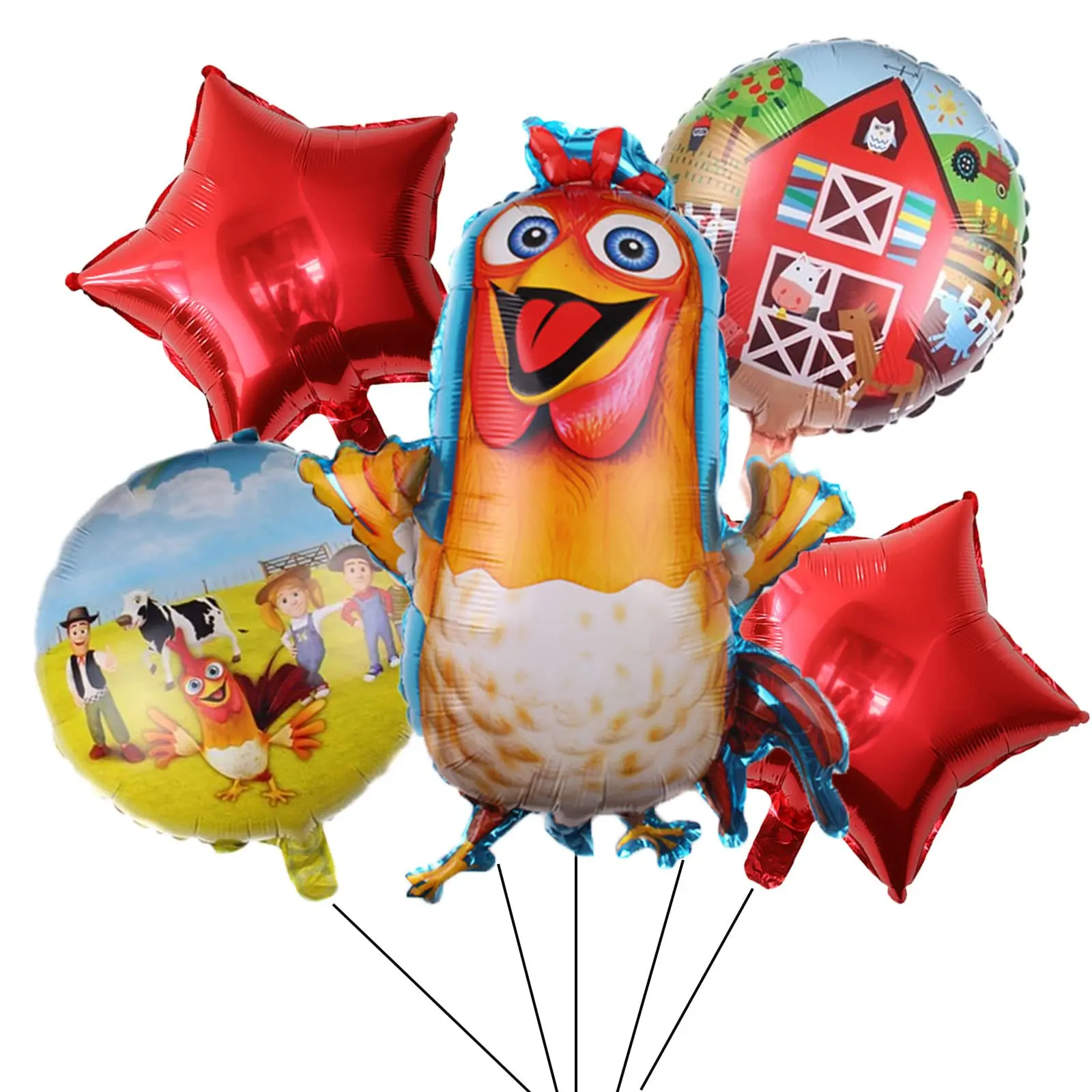 4-6Pcs Farm Birthday Party Chicken Balloon Regalo Per Bambini Cow Ballon Large Tractor Foil Balloons Barn Party Zenon Birthday Farm