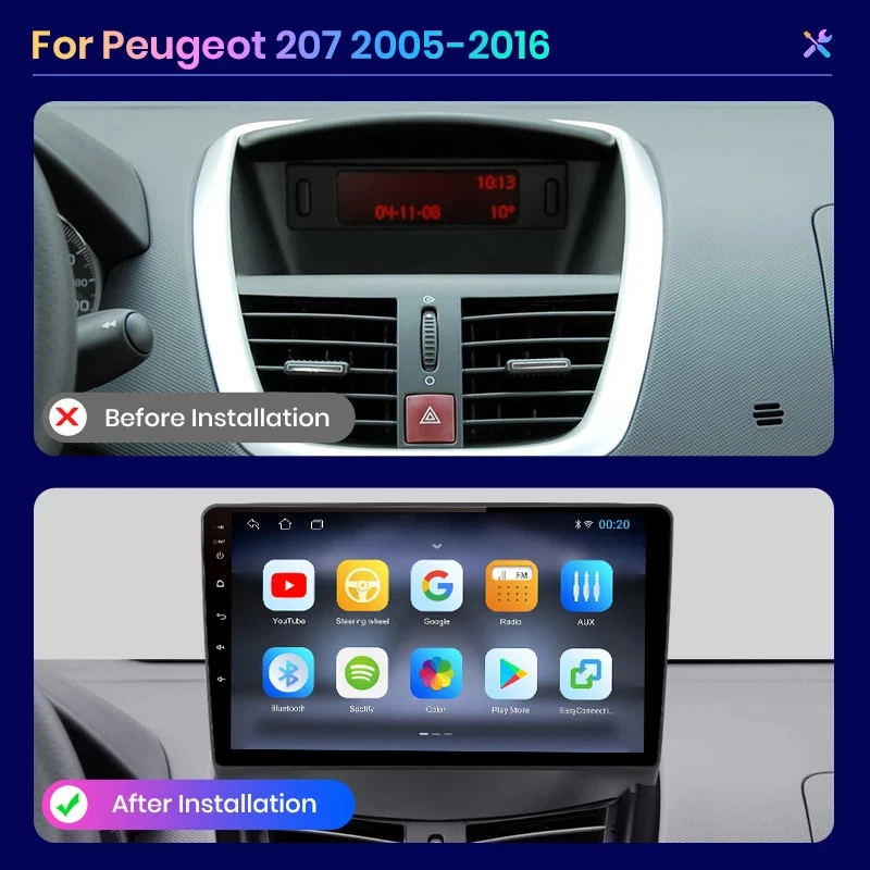 AWESAFE PX9s For Peugeot 207 207CC 2006 - 2015 Android autoradio poste  radio voiture lecteurs vidéos CarPlay Android Auto GPS Navigation No 2 din  2din DVD