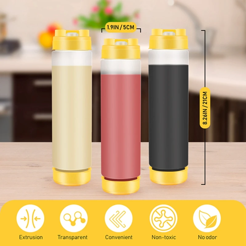Inverted Plastic Squeeze Bottles 16Oz Refillable Tip Large Valve Dispenser Condiment For Sauces Ketchup