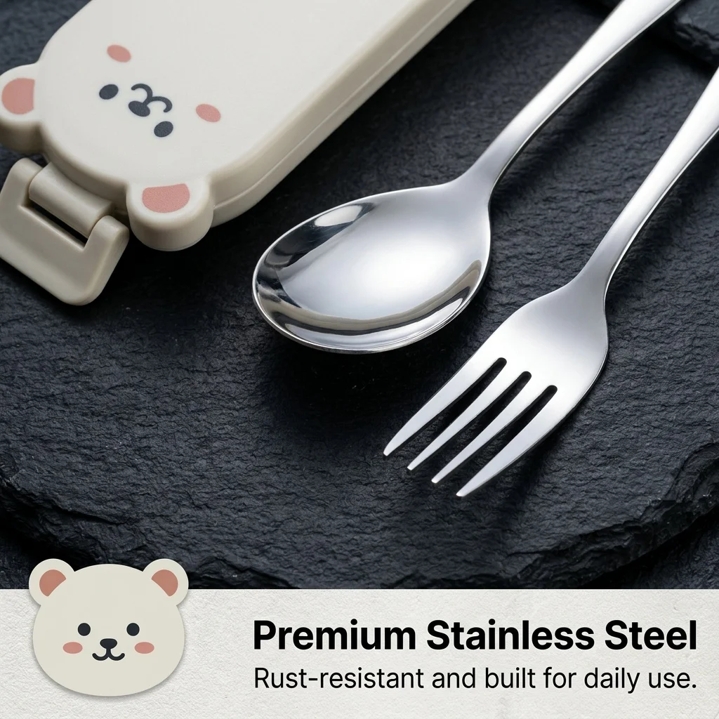 Premium Stainless Steel Cutlery Set with Organizer and Bear Case - Ideal