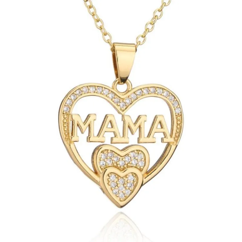 Elegant Mama Heart-Shaped Necklace for Women Simple Fashion Choker Necklace Daily Wear Jewelry Mother's Day Gifts