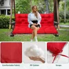 2-3 Seater Waterproof Porch Bench Cushion Thick Patio Swing Cushion with Backrest for Garden Backyard Furniture, Patio Swings 3
