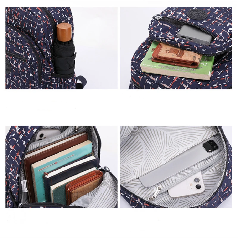 TEGAOTE High Quality New Nylon Flower Pattern Fashion Casual A4 Girl Boy Women Men School Backpack Lightweight Travel Bag M1318 4