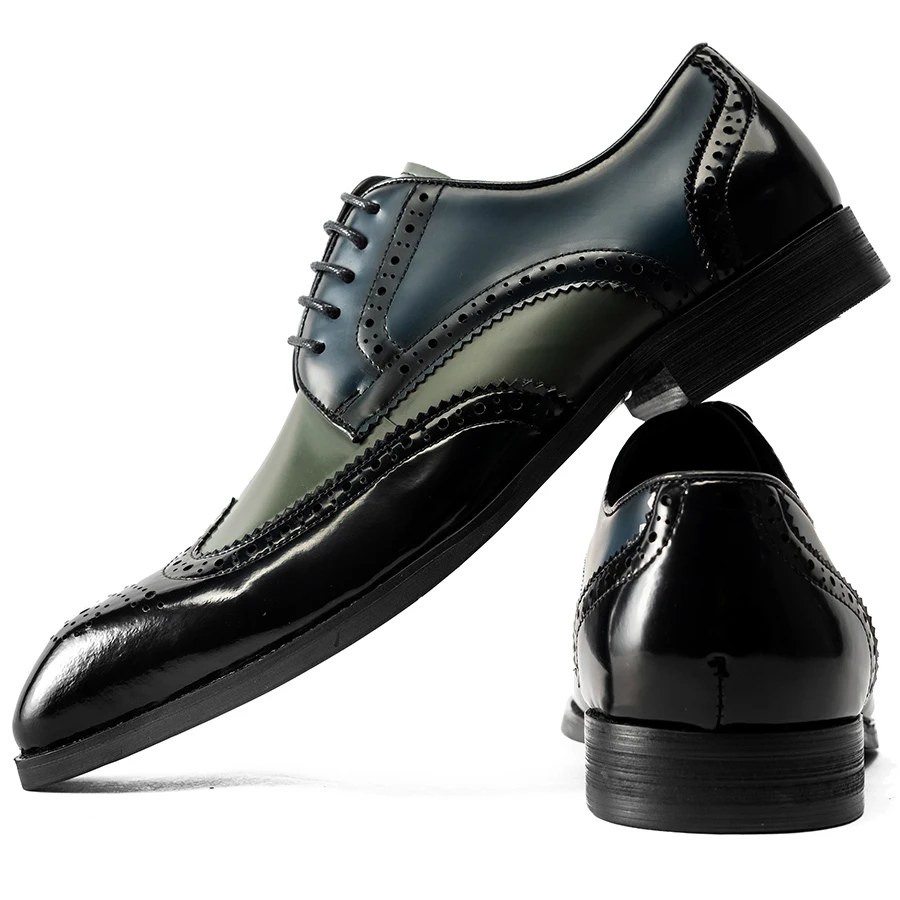 Hanmce High Top Men Dress Shoes 2 Color Luxury Brogue Shoes shoes for men with