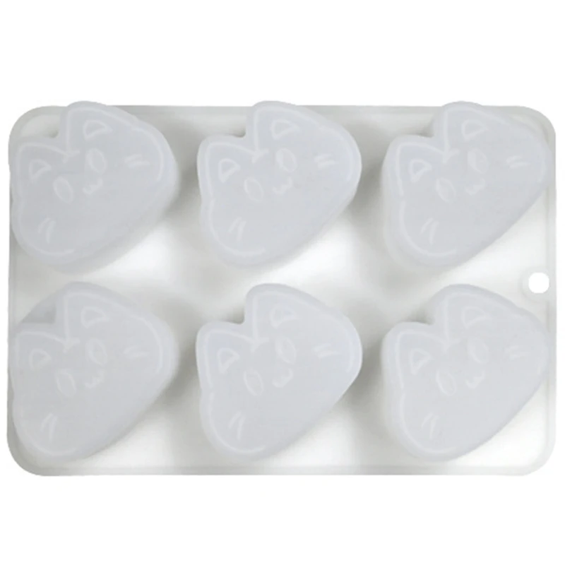 

Y1UB 6 Cavity Cats Silicone Molds Cake Decorating Tools Fondant Chocolate Mold