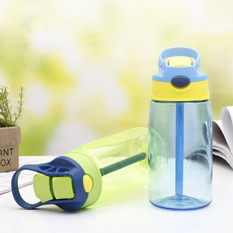 KECTTIO 550ML Kids Water Bottles With Straw Portable Leak-proof Seal School  Water Cups Girl Drinking Kettles With Shoulder Strap