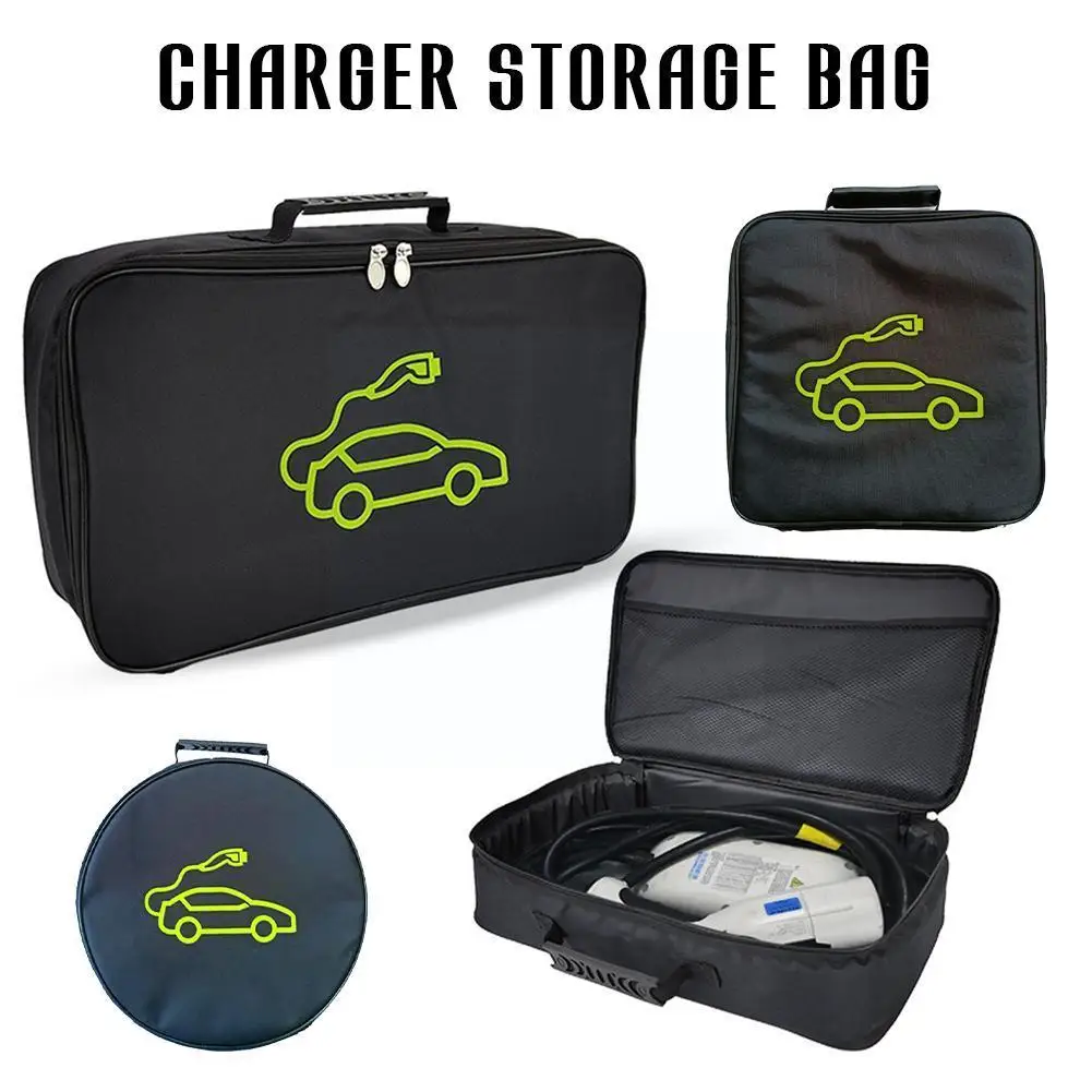 

Car Charging Cable Storage Bag Carry Bag For Electric Vehicle Charger Plugs Sockets Jumper Cables Equipment Container Case Q8L9