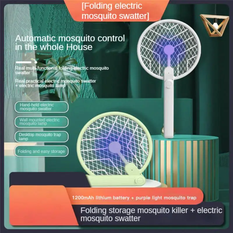 

Household Foldable Electric Mosquito Swatter Mosquito Killing Swatter USB Charging Interface Household 2 In 1 Electric Mosquito