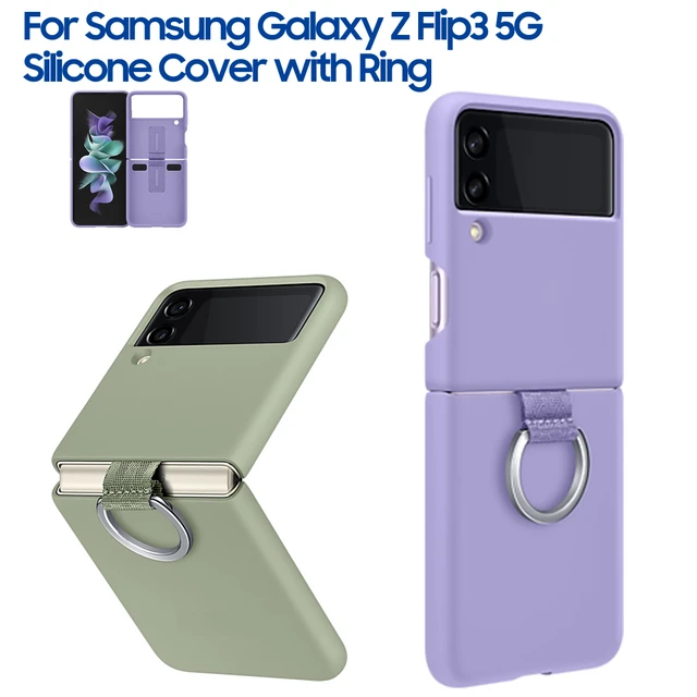 Samsung Silicone Cover con Anillo Funda de Silicona Coral para Galaxy Z  Flip3 5G