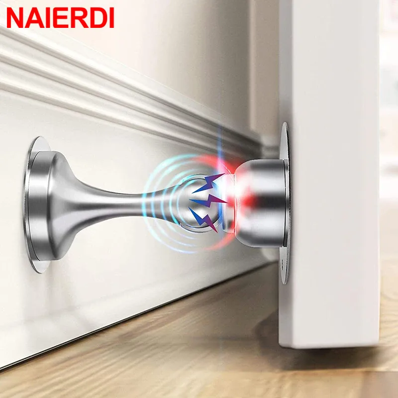 NAIERDI 304 Stainless Steel Door Stopper,Magnetic Door Stop,Door Catch,Nail-free Screws for Stronger Mount,Furniture Hardware