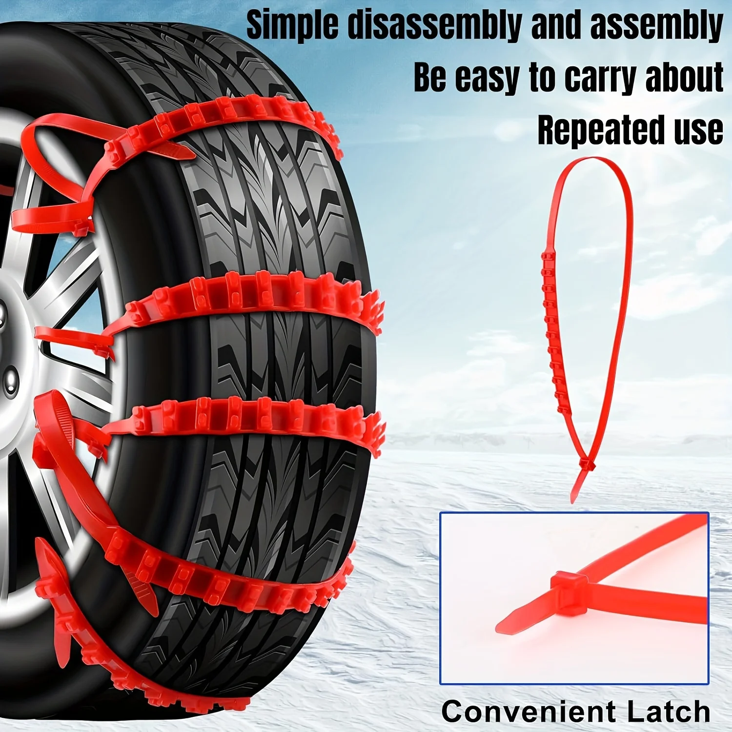 Snow Chain Universal Adjustable for Most Cars Trucks SUVs Wheels Anti-slip