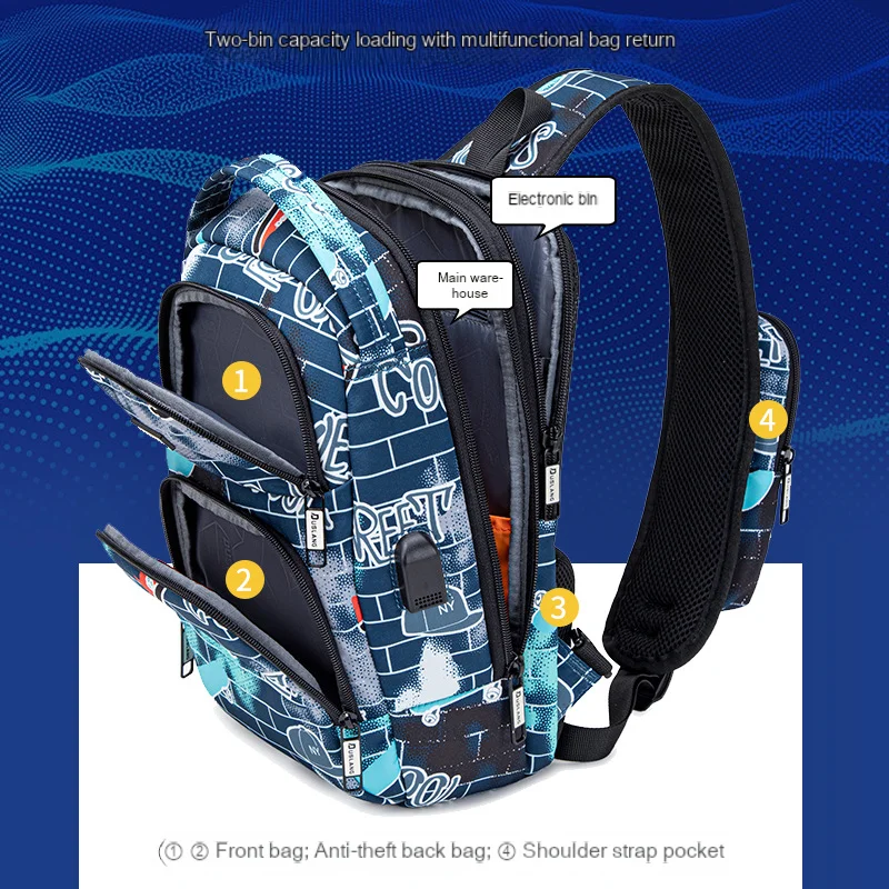 High-end Sports Bag Bag Multi-functional Waterproof Men's Backpack Trendy Travel Backpack Men's Casual Computer Bag