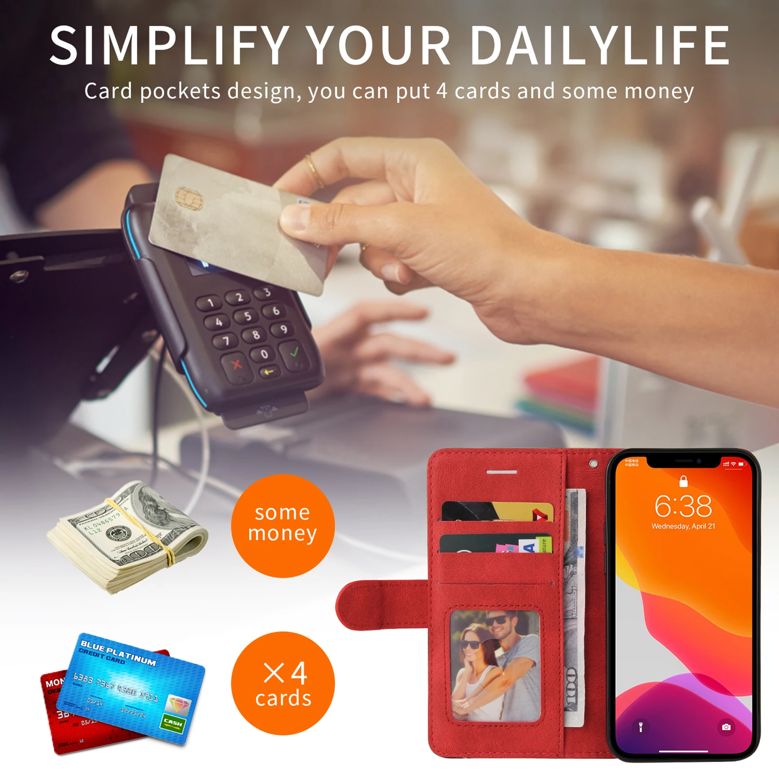 Anti-Theft Leather Brush Wallet Phone Case