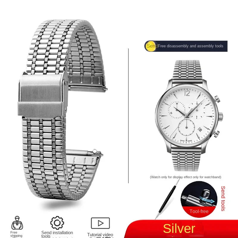 Sleek Stainless Steel Quick Release Watchband - Unisex Sizes 18mm, 20mm, 22mm