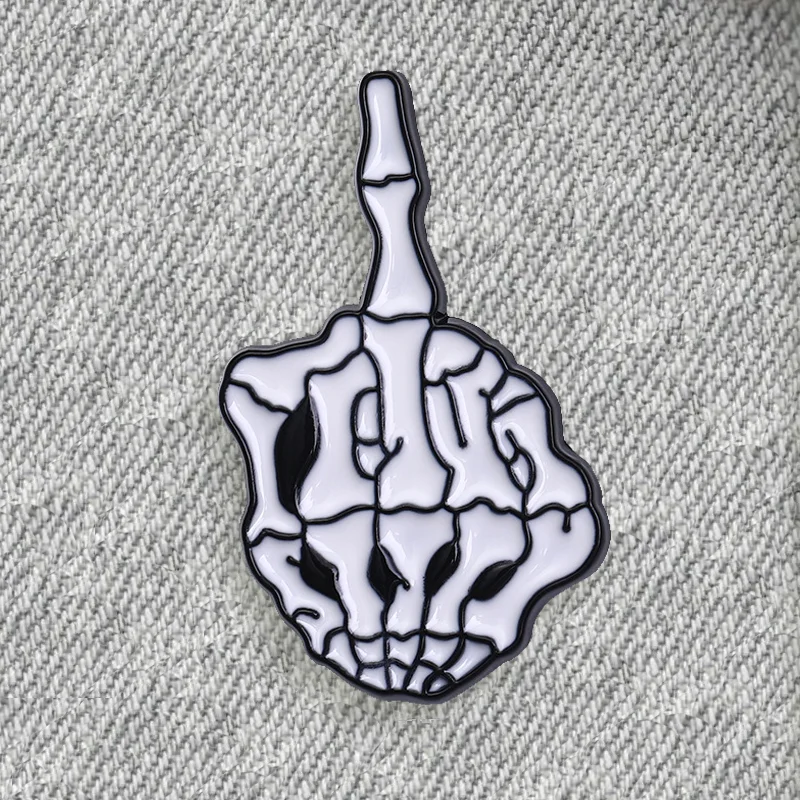 

Cartoon creative brooch ferocious skull finger brooch best gift for friends and family