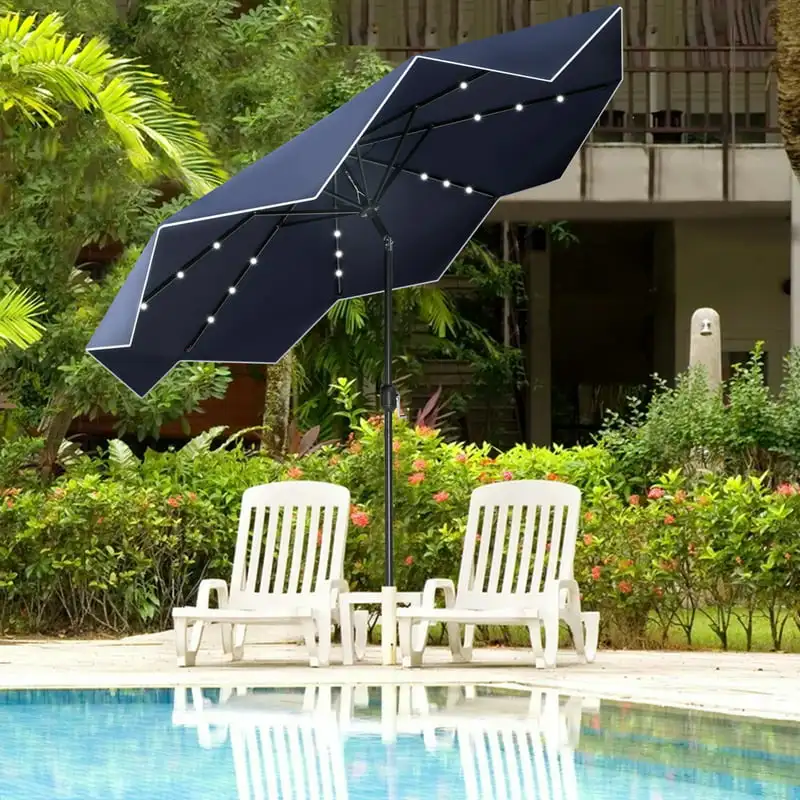Ft Patio Umbrella with LED Lights Navy Blue - AliExpress