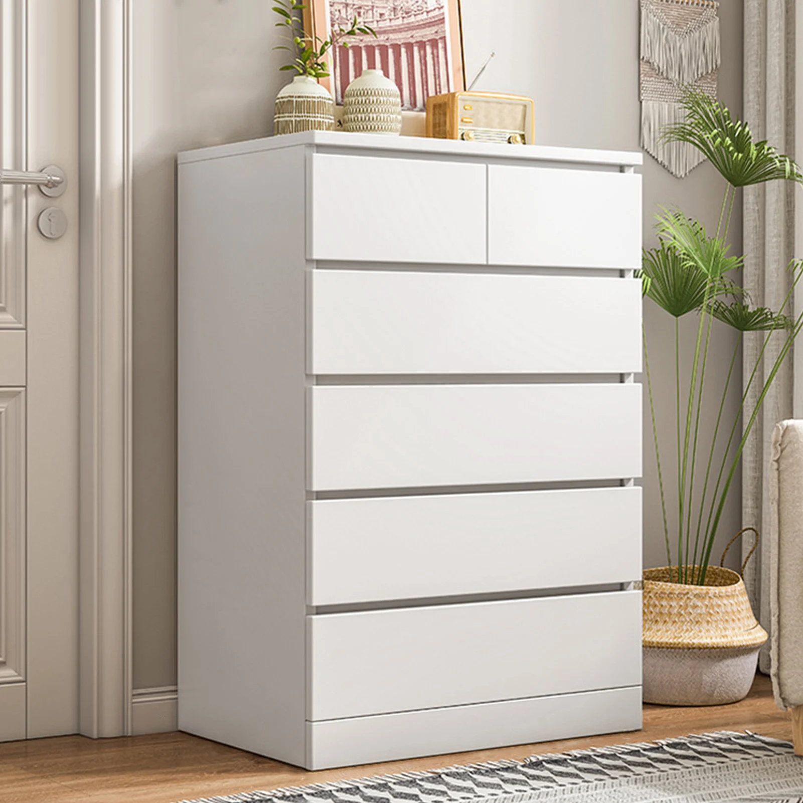 Dresser with 6 Wood Large Drawers