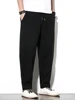100% Cotton Jogger Pants Men Baggy Casual Trousers Male Walking Wide leg Loose Sweatpants Chinese Summer Big size 2025 New 3