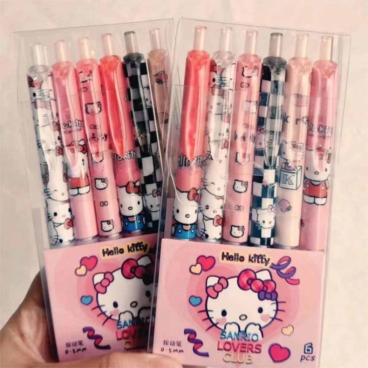

6Pcs Sanrio Gel Pen Hello Kitty Cartoon Kuromi ST Quick Drying Black 0.5mm Press The Ballpoint Pen Learning Stationery Gifts