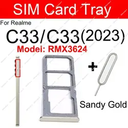 Dual SIM Card Tray Holder and Card Reader Adapter for Oppo Realme Smartphones (C33  Gold)