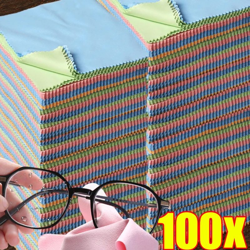 10-100pcs Soft Chamois Glasses Cleaner Eyeglasses Microfiber Clean Cloth For Lens Clothes Phone Screen Cleaning Wipes Cleaner