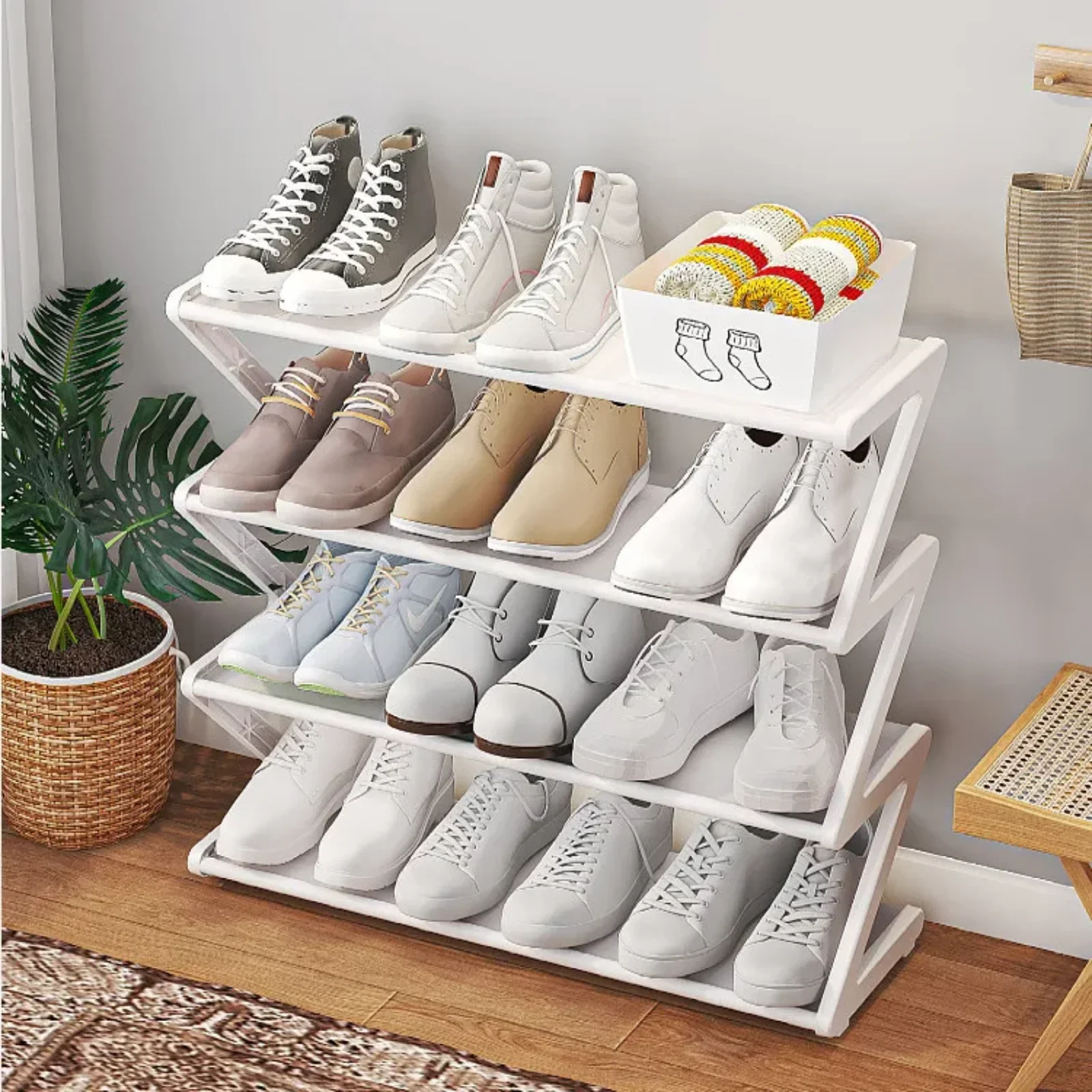 Simple z-shaped Fabric Dust-proof Shoe Rack Shoe Cabinet Household Multi-layer Space-saving Multi-functional Storage Rack fabric shoe cabinet shoe rack