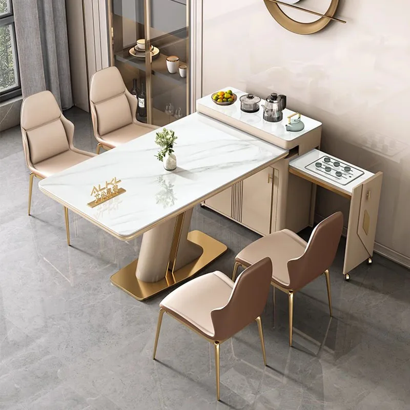 

Multifunction Organizer Dining Table Rectangle Wheel Modern Lounge Dining Table Apartment Designer Mesa Comedor Home Furniture