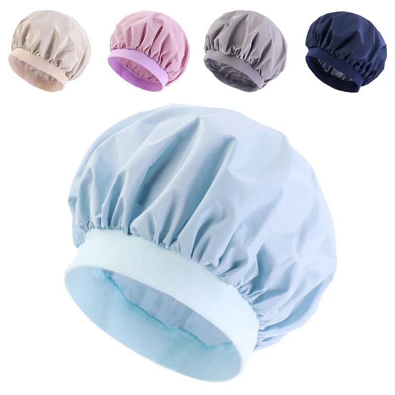 Women Shower Cap Waterproof Elastic Bath Hat Hair Covers Bathing Caps Beanie Beauty Perm Cap Dustproof Bathroom Accessories