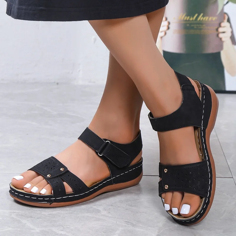 Women sandals ladies summer solid color hollow non-slipped sandals