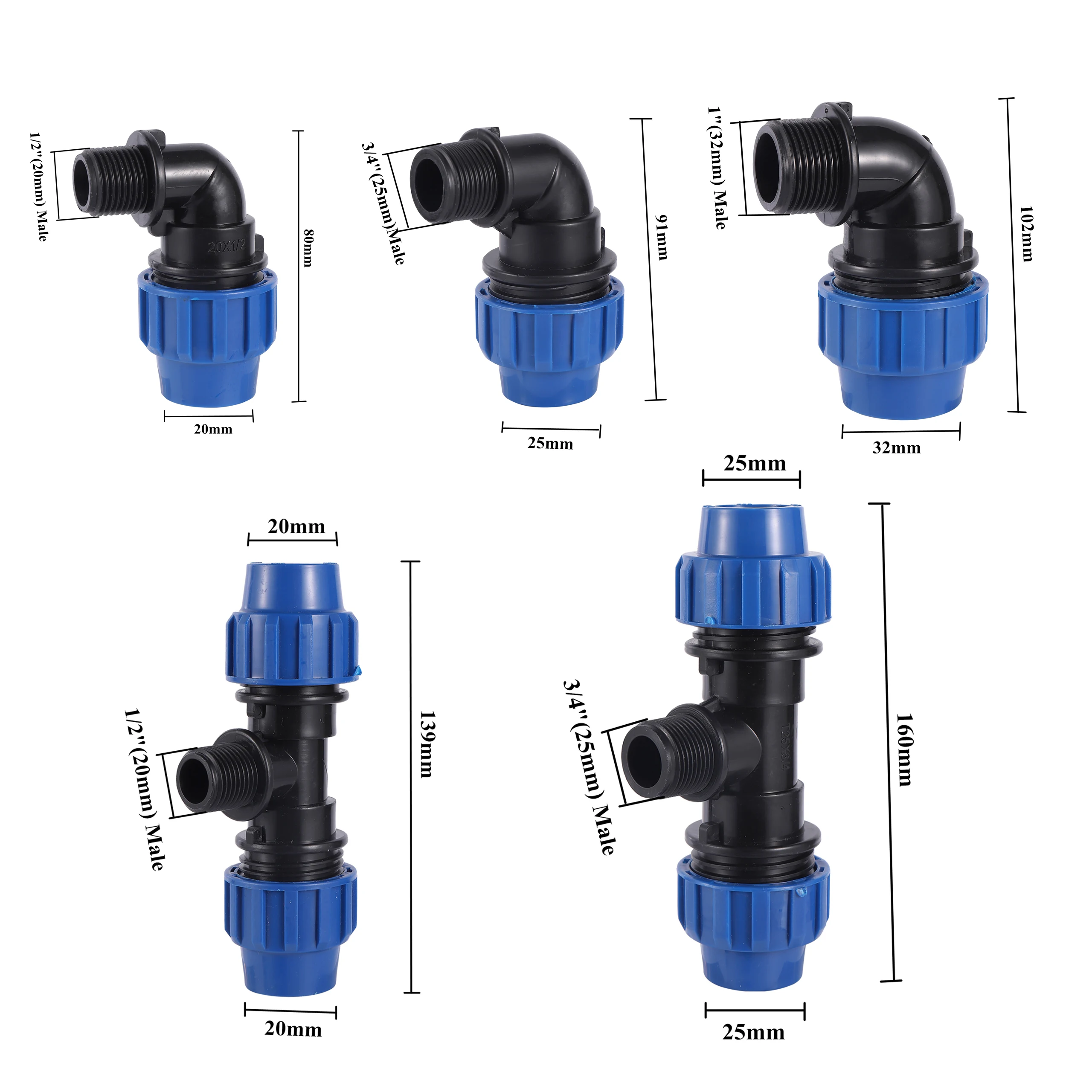 Raccord Droit PE 20mm - Lot De 5 Pièces - Connecteur Pour Tuyaux D'eau PPR, PE, PVC - Sans Calcaire, Durable