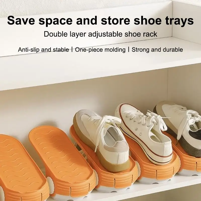 New Adjustable Shoes Rack Double Layer Space Saving Shoe Slots Organizer Orderly Organization Shoes Wardrobe