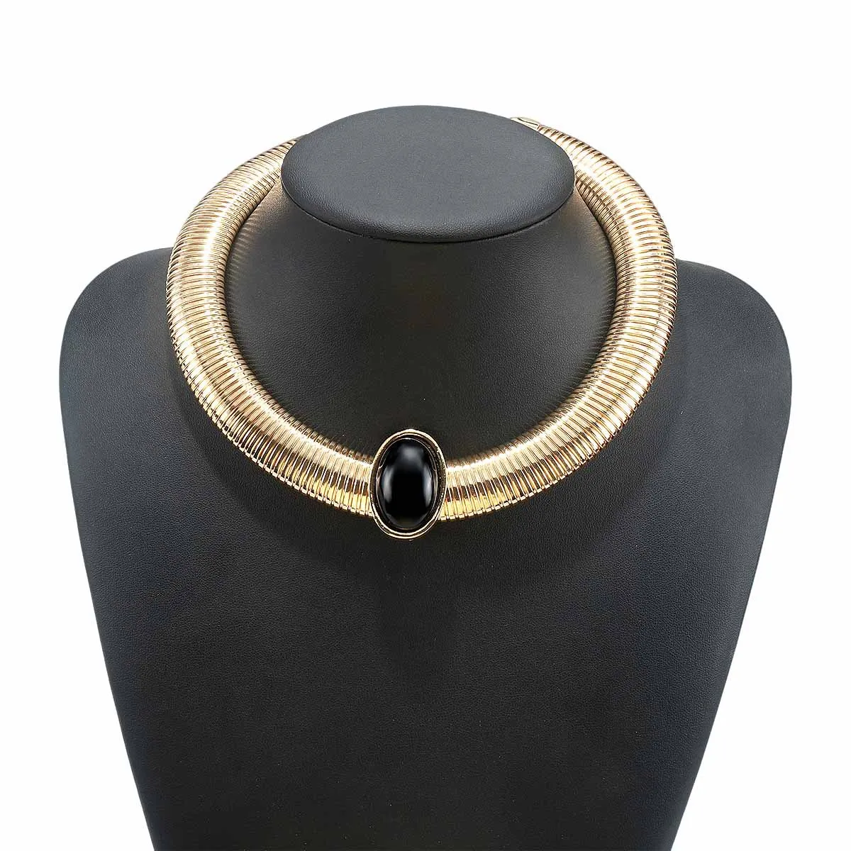 Personalisierte Luxus-Halskette mit geometrischem Metallanhänger, übertriebene Micro-Set Breitversion, Accessoire-Choker – Detail 6