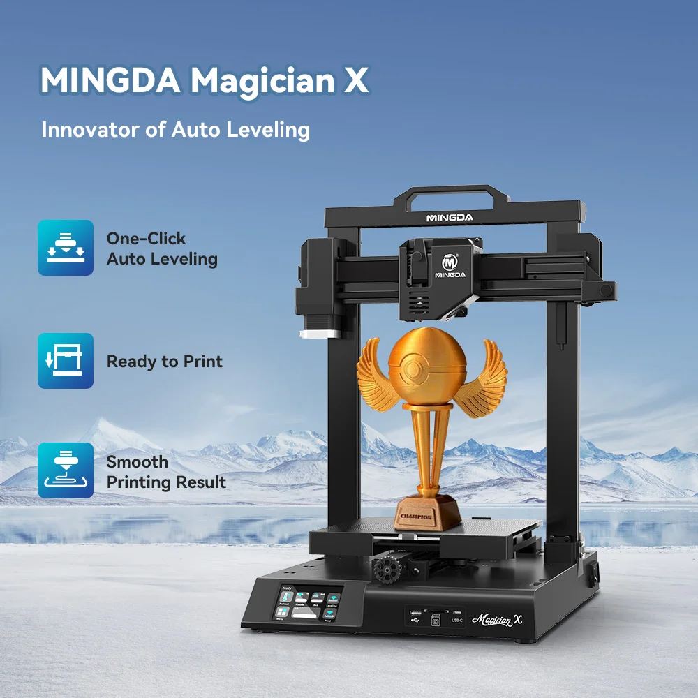 

MINGDA Magician X One-touch Auto Leveling FDM 3D Printer,Fast Assemble with 230*230*260mm Large Print Size Ultra Silent Printing