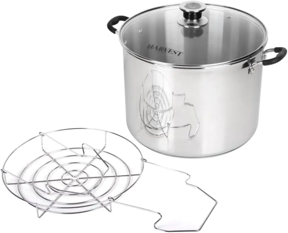Stainless Steel 20 Qt Canning Pot with Rack Water Bath or Steam Canning Works on All Stovetops Including Induction,