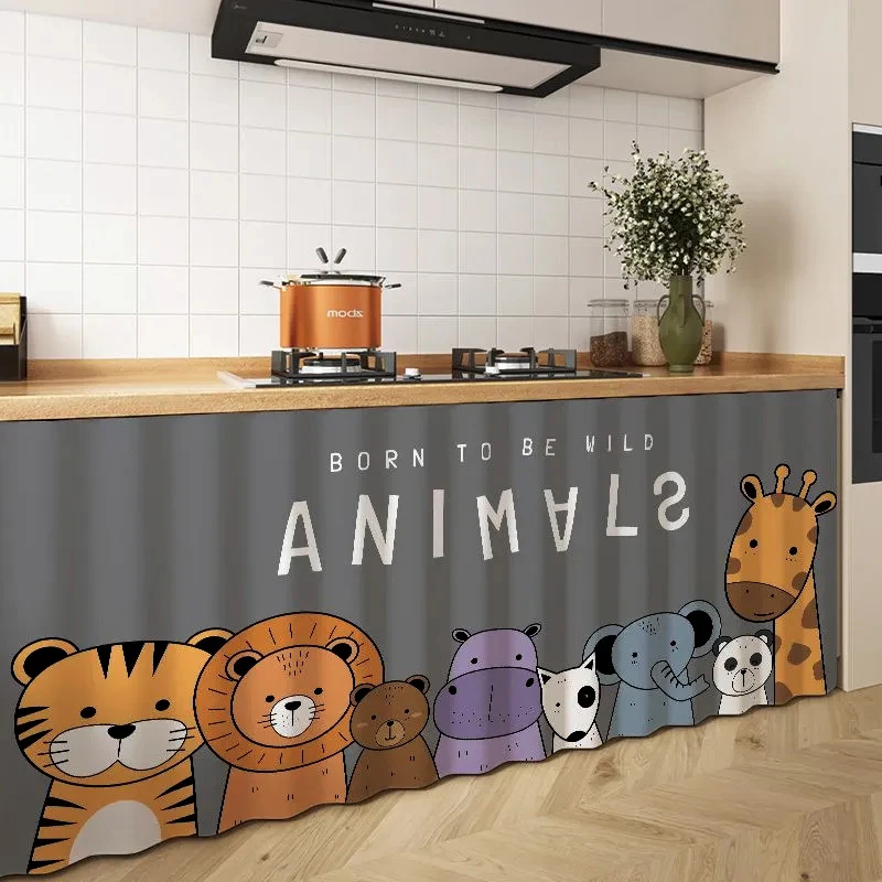 Cabinet Door Curtain Dustproof Curtain Decorative Wardrobe Bookcase Curtain for Kitchen Cupboard No Punching Covering Cloth 3