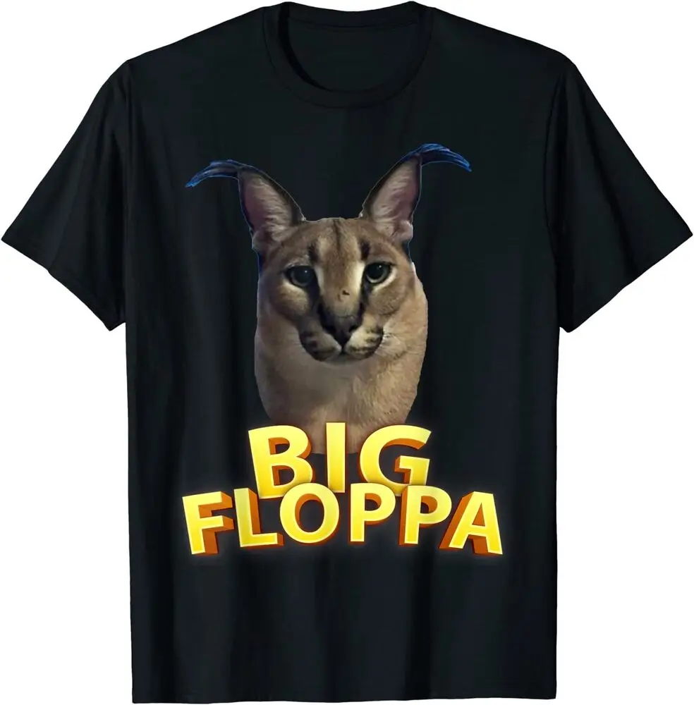 

Смешная большая футболка с котом Floppa Meme премиум-класса, футболки унисекс, Повседневная хлопковая модная одежда для пар