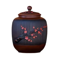 Purple Pottery Tea Jar, Ceramic Household Sealed Jar with Lid, Storage Pu'er Tea Powder, Premium High End Awakening Tea 1
