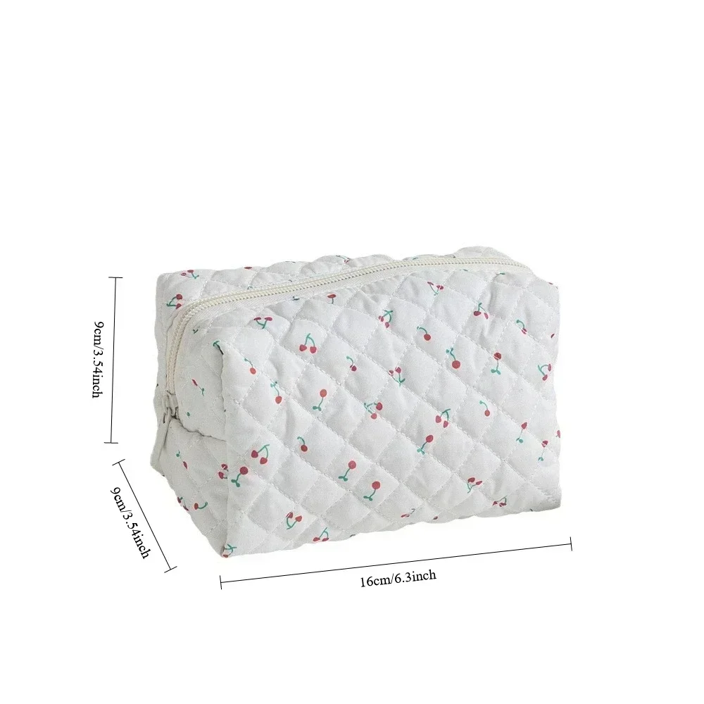 Storage Organizer Floral Puffy Quilted Makeup Bag Flower Printed Cosmetic Pouch Large Travel Cosmetic Bag Makeup Accessory 6